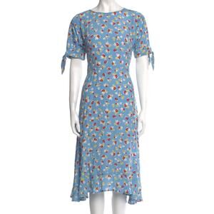 Anthropologie Faithful The Brand SZ 2 Erin Ditzy Print Midi Dress Blue Cottage